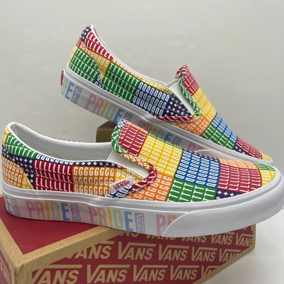Vans Men’s Multicolor Classic Slip-On (Pride) Multi/True White Sneakers - Picture 10 of 16